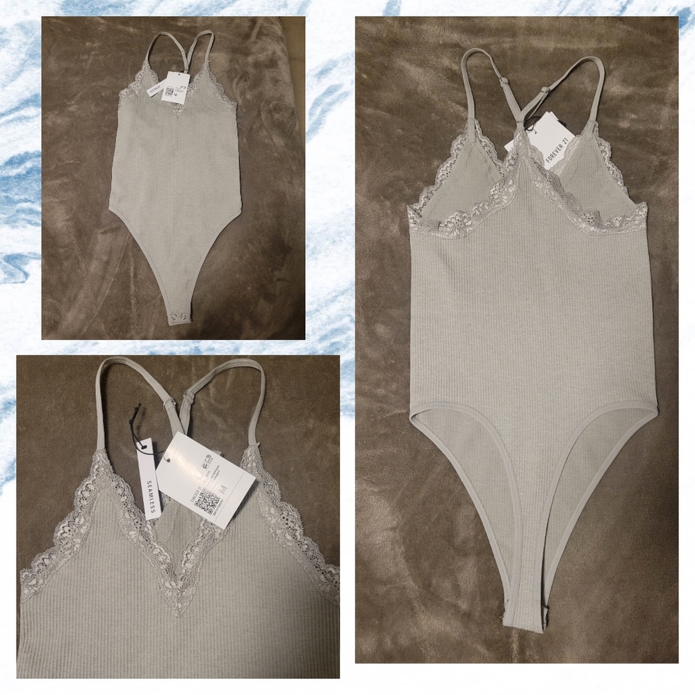 Grey lace body suit